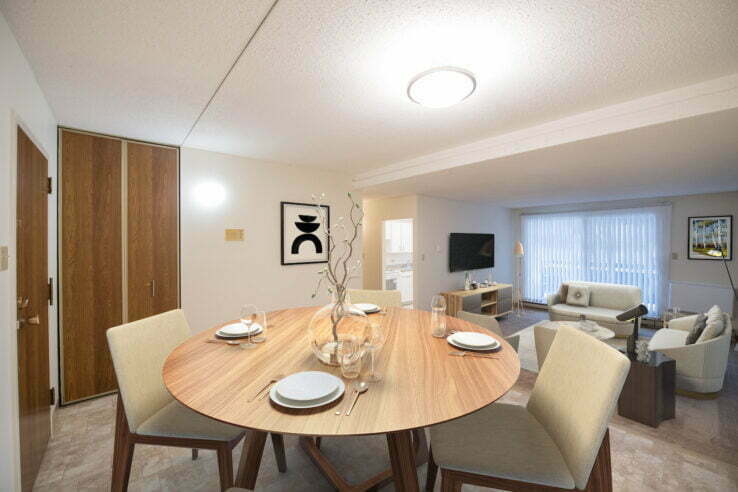 living area, dining area in a 1 bedroom unit at Armadale Hollows in Winnipeg, Manitoba