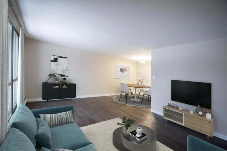 living area in a 1 bedroom unit at Century Roblin in Winnipeg, Manitoba