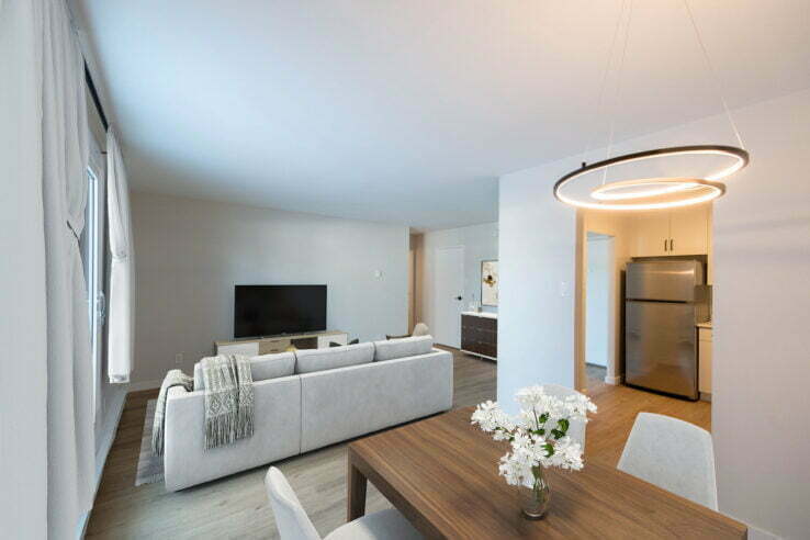 living area, dining area in a 1 bedroom unit at Charlesdale Gardens in Winnipeg, Manitoba