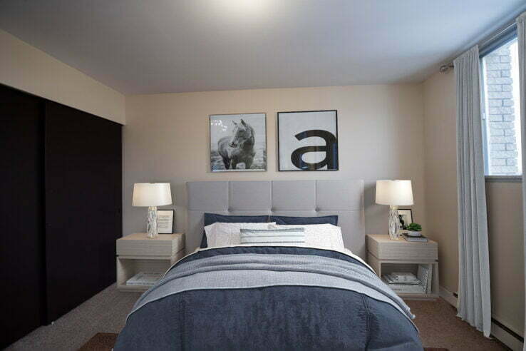 bedroom in a 2 bedroom unit at Grenoble Manor in Winnipeg, Manitoba