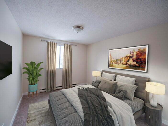 bedroom in a 1 bedroom unit at Newdale Apartments in Winnipeg, Manitoba