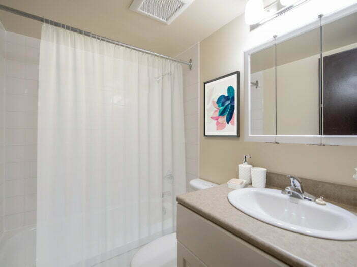 bathroom in a 2 bedroom unit at Newdale Apartments in Winnipeg, Manitoba