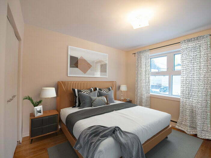 bedroom in a 1 bedroom unit at Pamela Apartments in Winnipeg, Manitoba