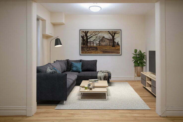 living area in a 2 bedroom unit at Panama Court in Winnipeg, Manitoba