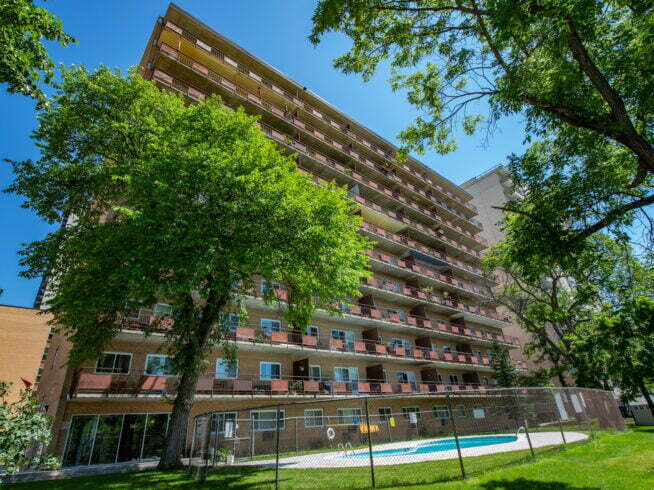 exterior of River Crescent Gardens in Winnipeg, Manitoba