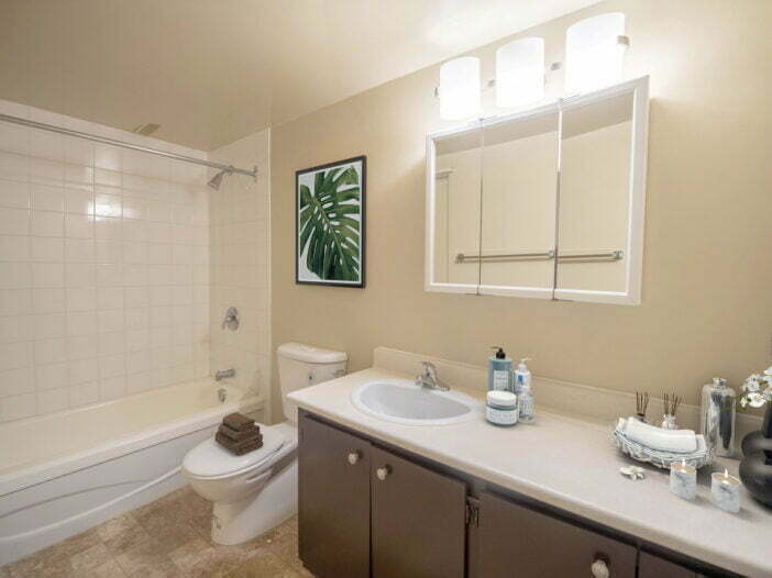 bathroom in a 1 bedroom unit at Shelard Manor in Winnipeg, Manitoba