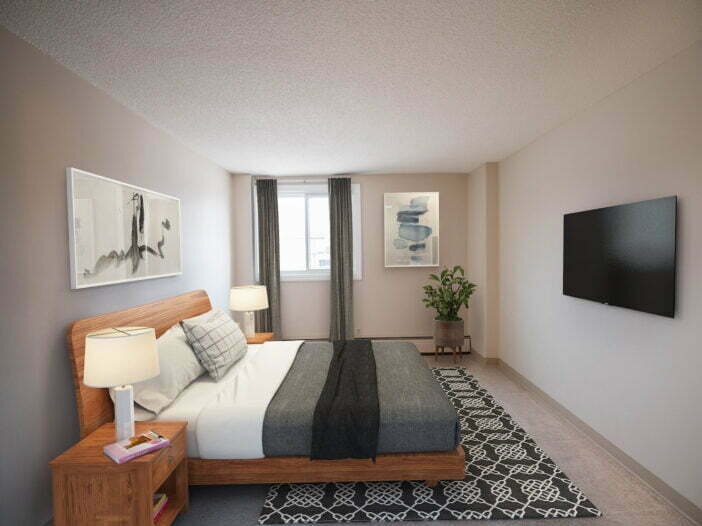 bedroom in a 1 bedroom unit at Southview Plaza in Winnipeg, Manitoba