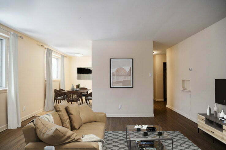 living area, dining area in a 2 bedroom unit at Stanley Grove in Winnipeg, Manitoba