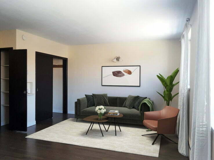 living area in a 1 bedroom unit at Stanley Park in Winnipeg, Manitoba