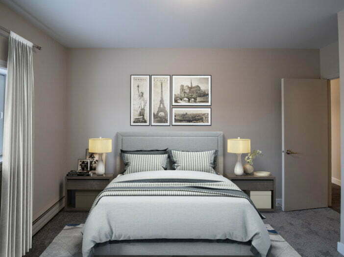 bedroom in a 1 bedroom unit at Tempest Apartments in Winnipeg, Manitoba