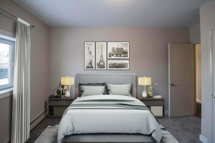 bedroom in a 1 bedroom unit at Tempest Apartments in Winnipeg, Manitoba