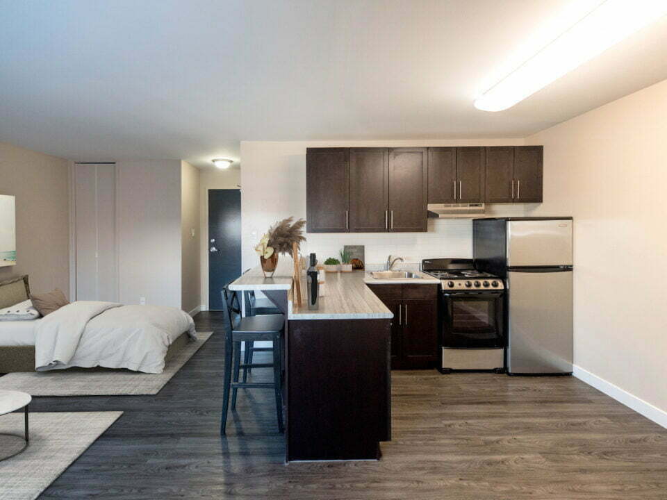 kitchen in a bachelor unit in Winnipeg, MB