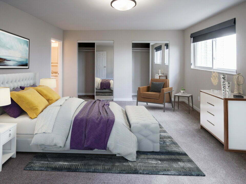 bedroom in a penthouse at Kelly House apartments in Winnipeg, MB